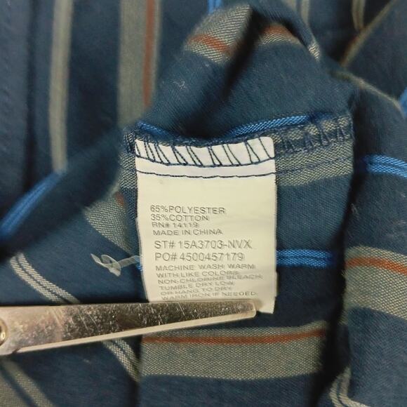 Ely Cattleman Western Shirt Mens 4XB Blue Striped Pearl Snap Cowboy Workwear - Picture 5 of 12